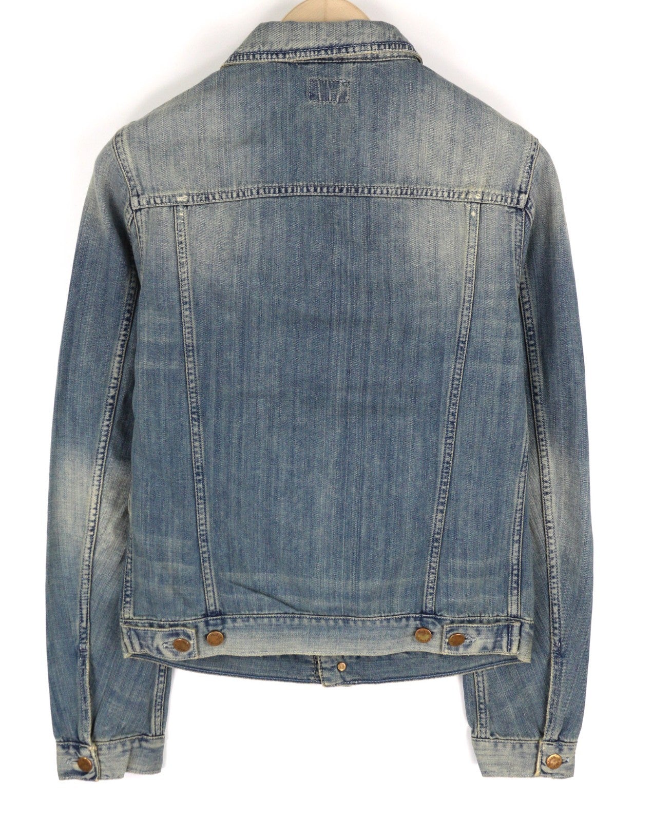 NUDIE JEANS Billy Men's Jacket S Light Shades Washed Buttoned Polo Logo Denim