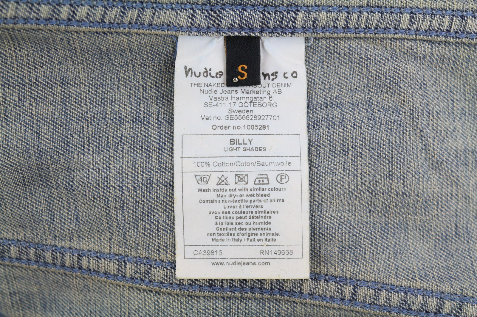NUDIE JEANS Billy Men's Jacket S Light Shades Washed Buttoned Polo Logo Denim