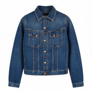 NUDIE JEANS Terry Men's Jacket S Recycle Worn In Blue Washed Buttoned Denim