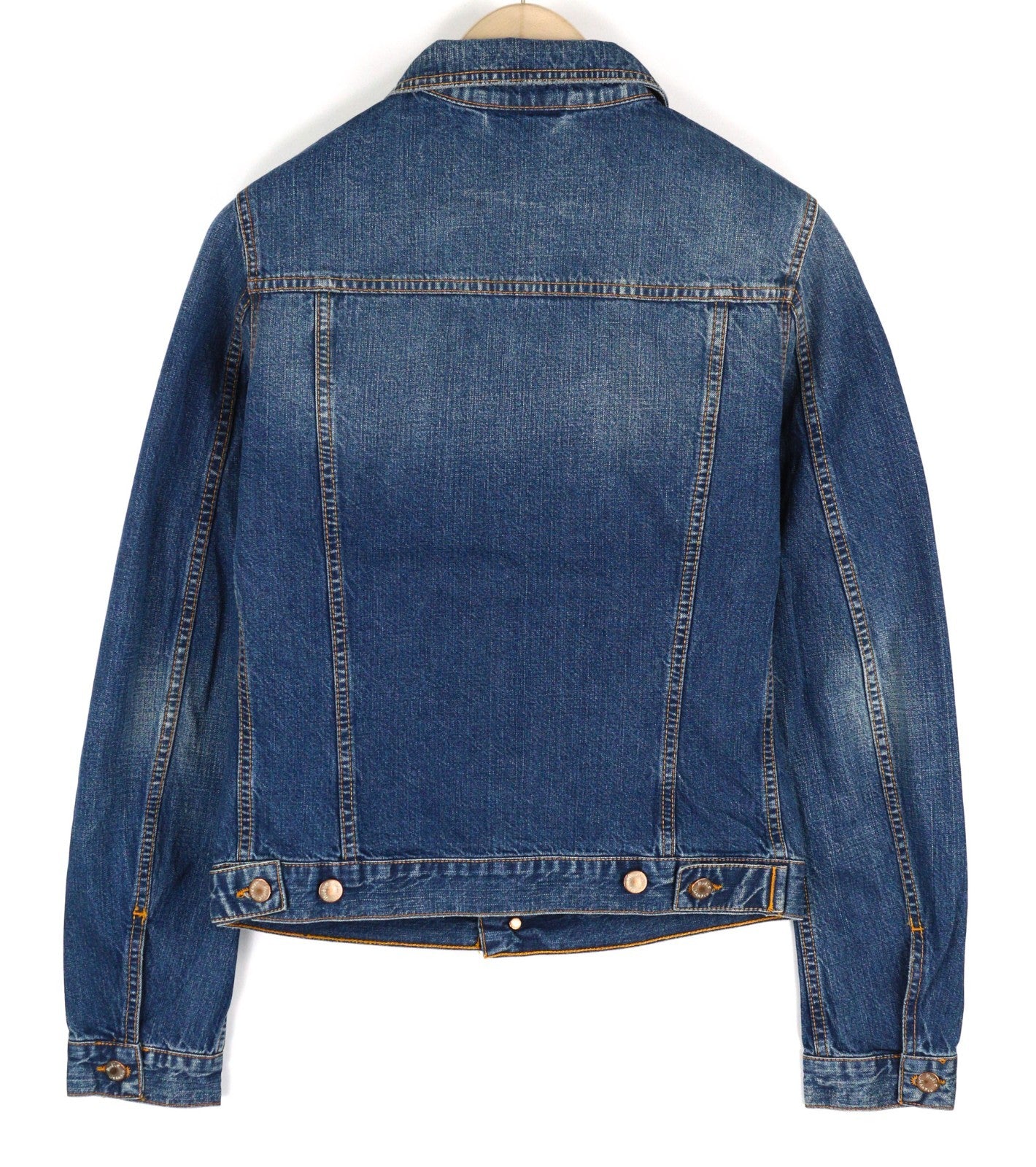 NUDIE JEANS Terry Men's Jacket S Recycle Worn In Blue Washed Buttoned Denim