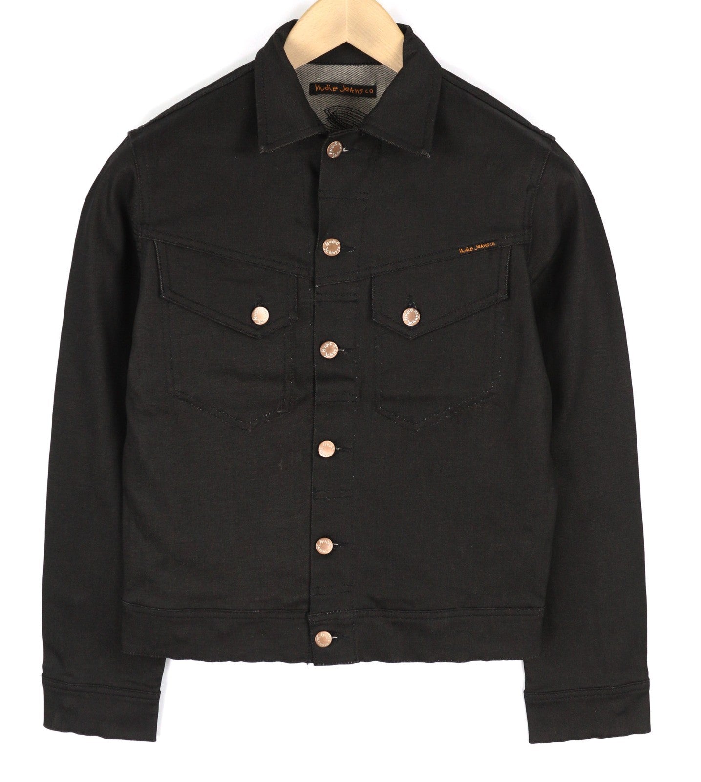 NUDIE JEANS Conny Stretch Men's Jacket XS Dry Back Coated Buttoned Polo Denim