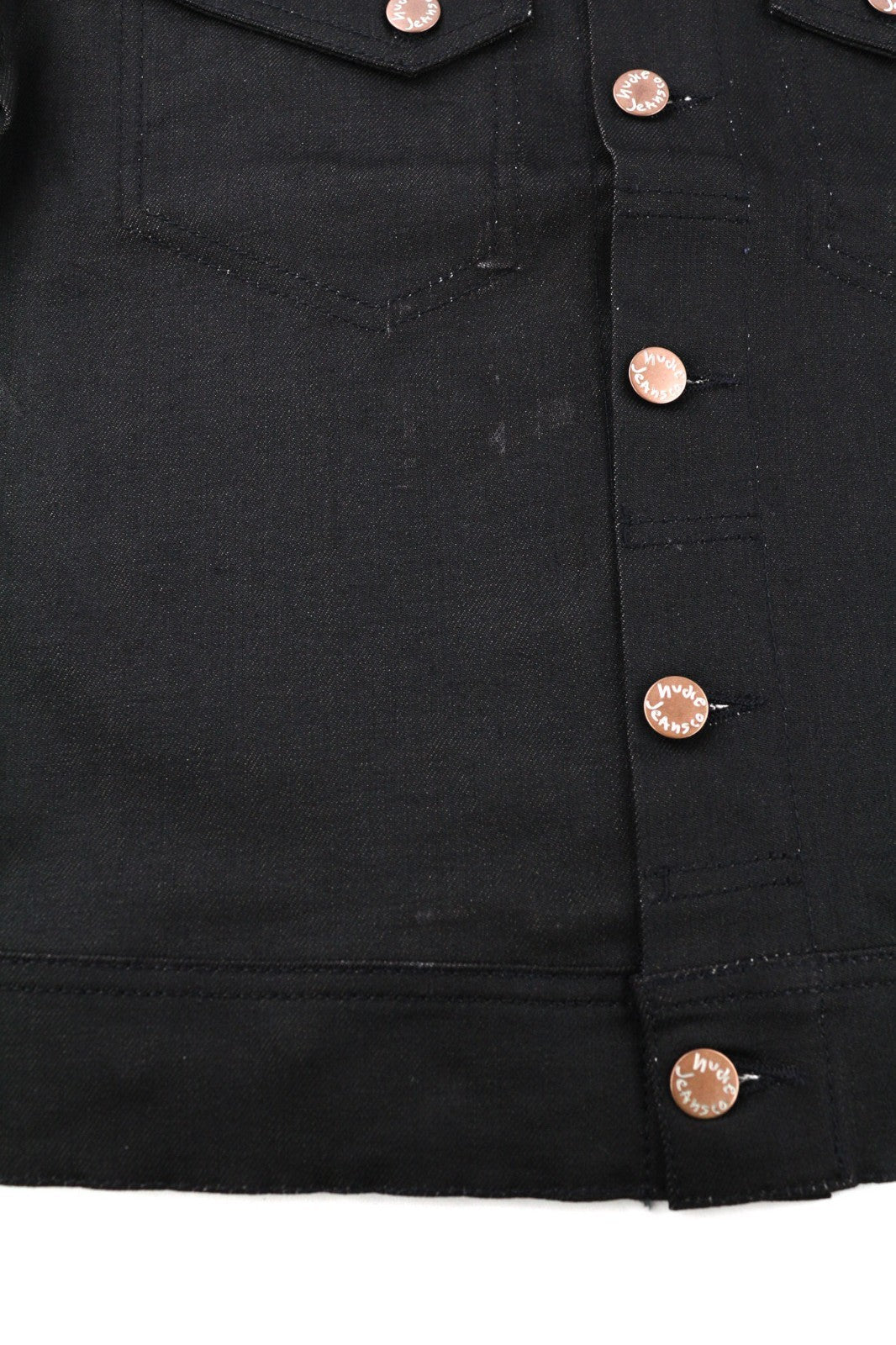 NUDIE JEANS Conny Stretch vyriška striukė XS dydžio, sausa nugara, dengta sagomis, polo džinsinis audinys 