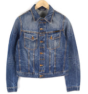 NUDIE JEANS Terry Men's Jacket S Organic Light Vintage Washed Blue Polo Denim