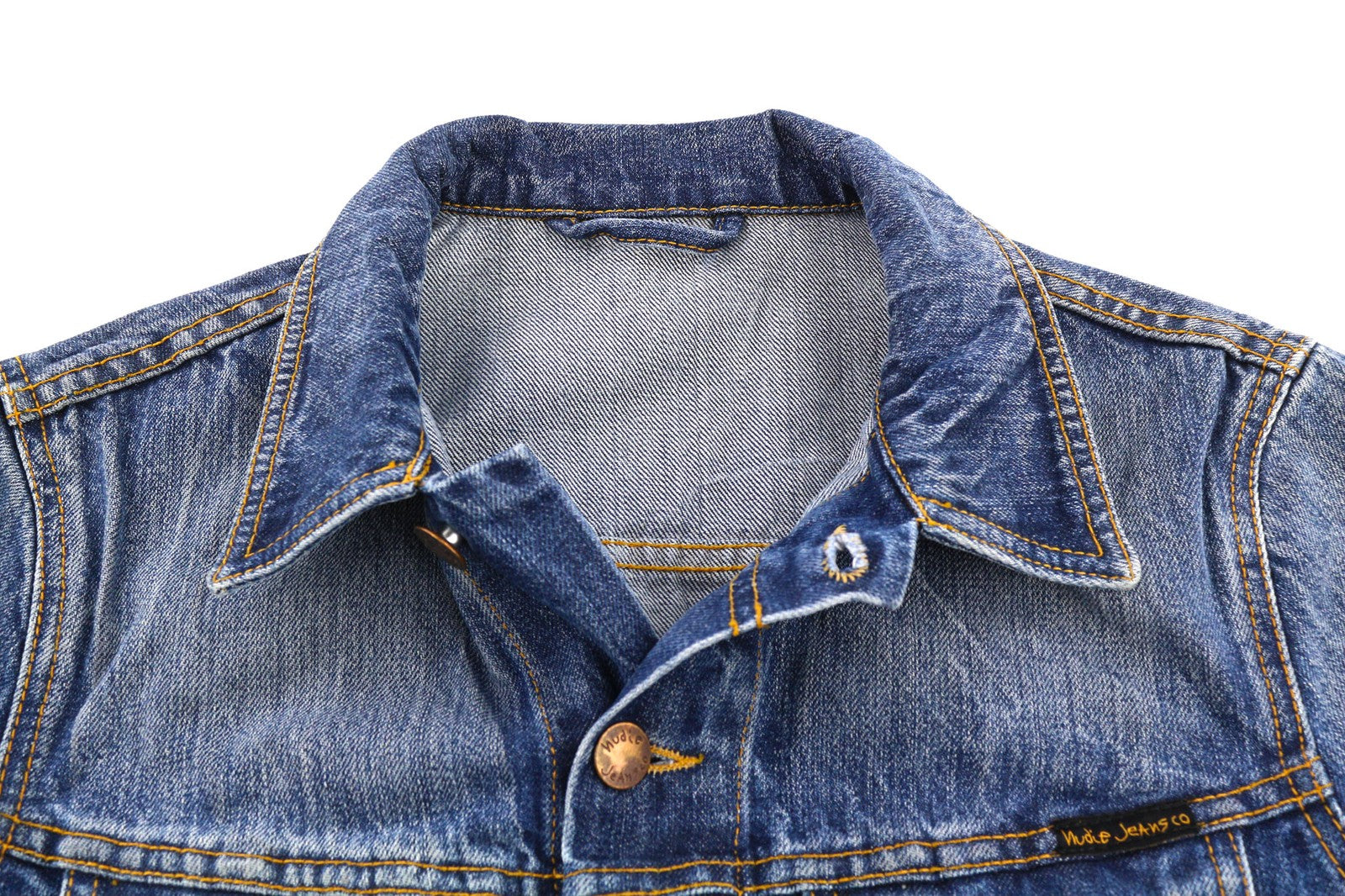 NUDIE JEANS Terry Men's Jacket S Organic Light Vintage Washed Blue Polo Denim