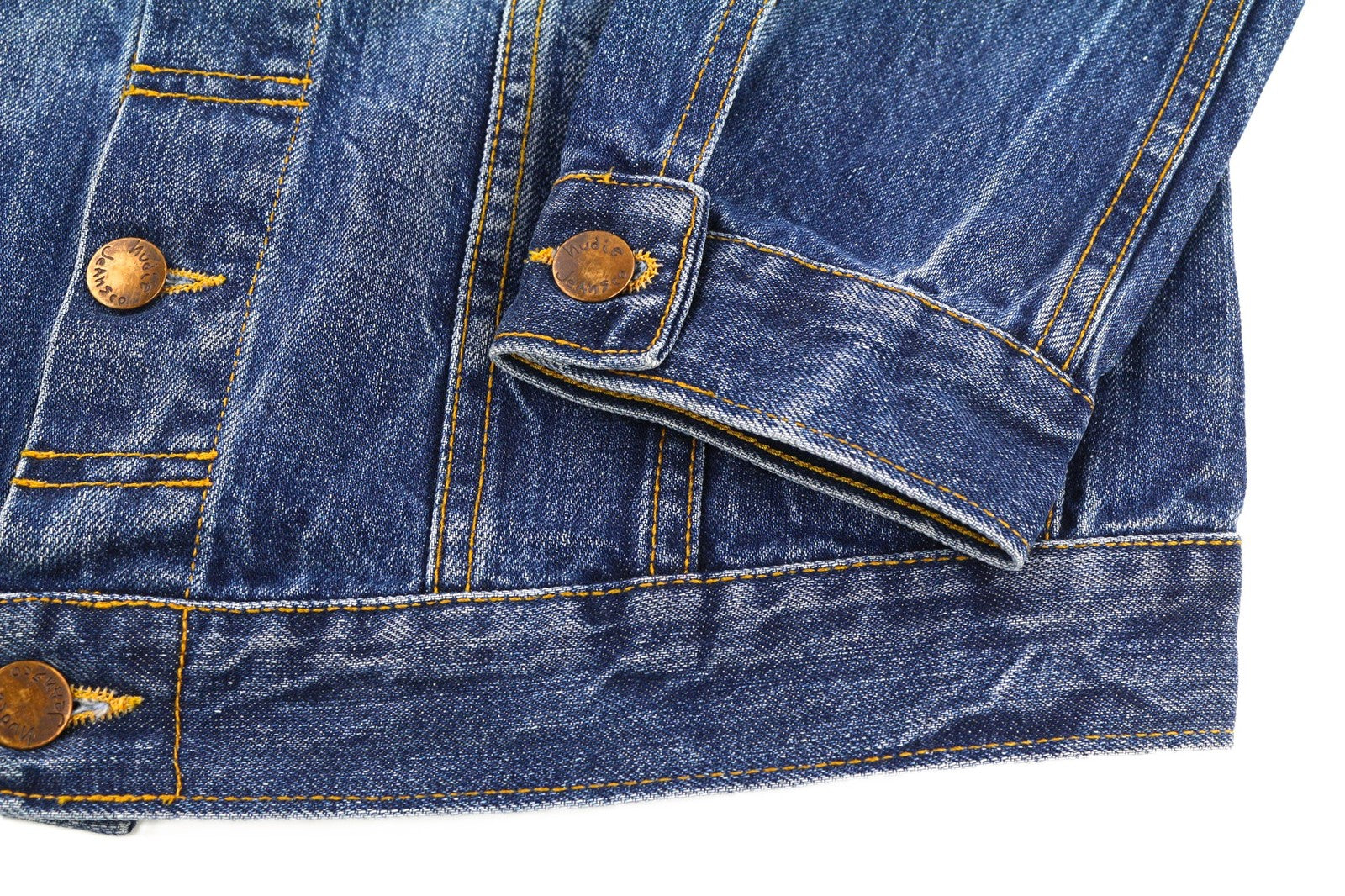 NUDIE JEANS Terry Men's Jacket S Organic Light Vintage Washed Blue Polo Denim