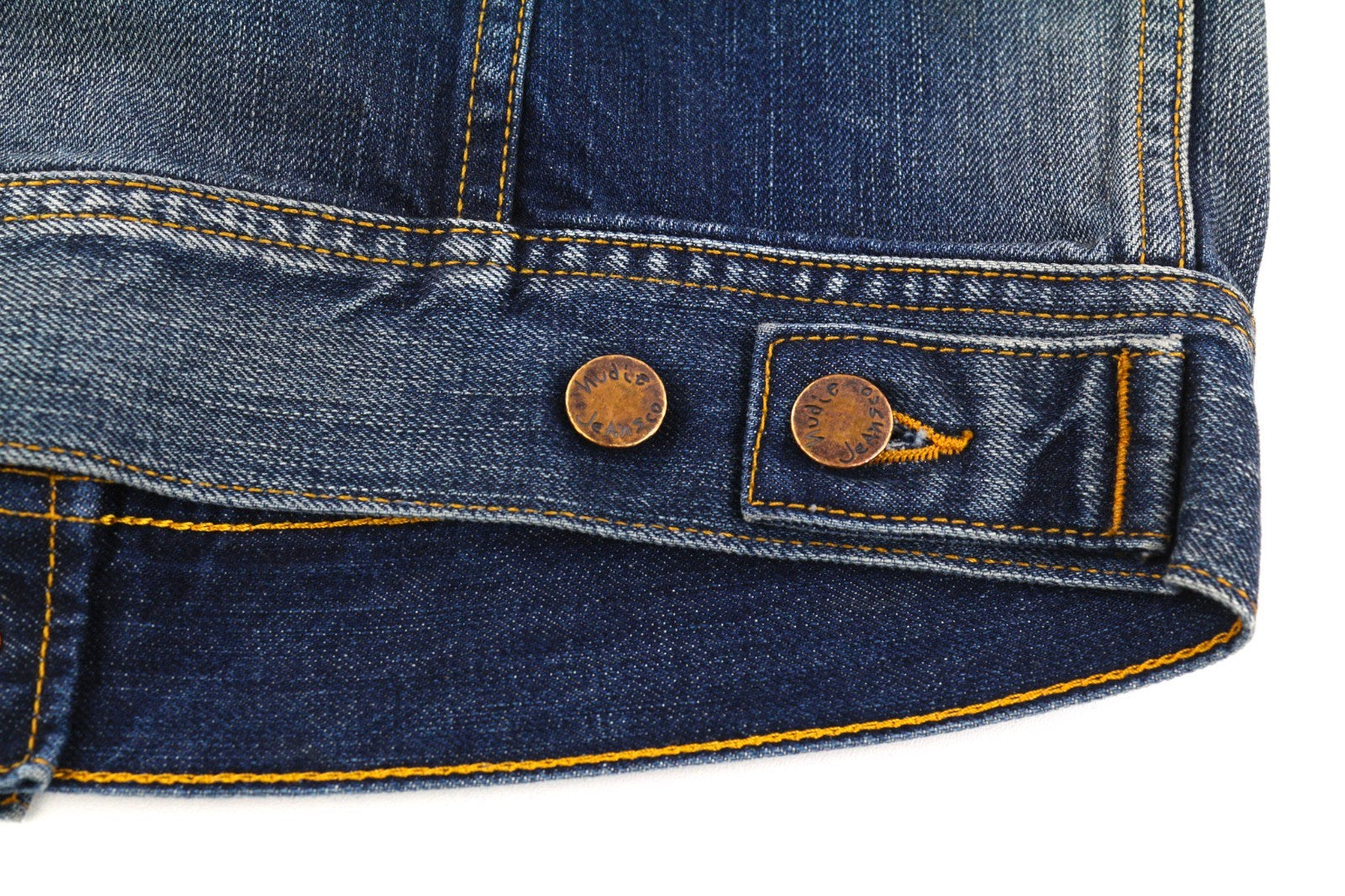 NUDIE JEANS Conny vyriška striukė S dydžio, ekologiška, su sagomis užsegama polo marškinėliais, skalbto džinso spalvos