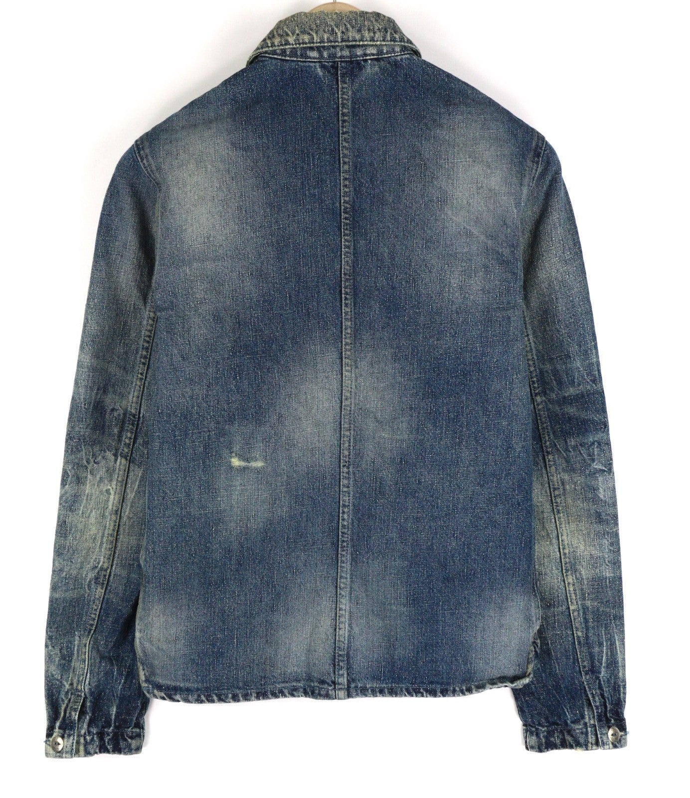 NUDIE JEANS Tryggve Men's Jacket XS Cosmic Blue Washed Buttoned Polo Logo