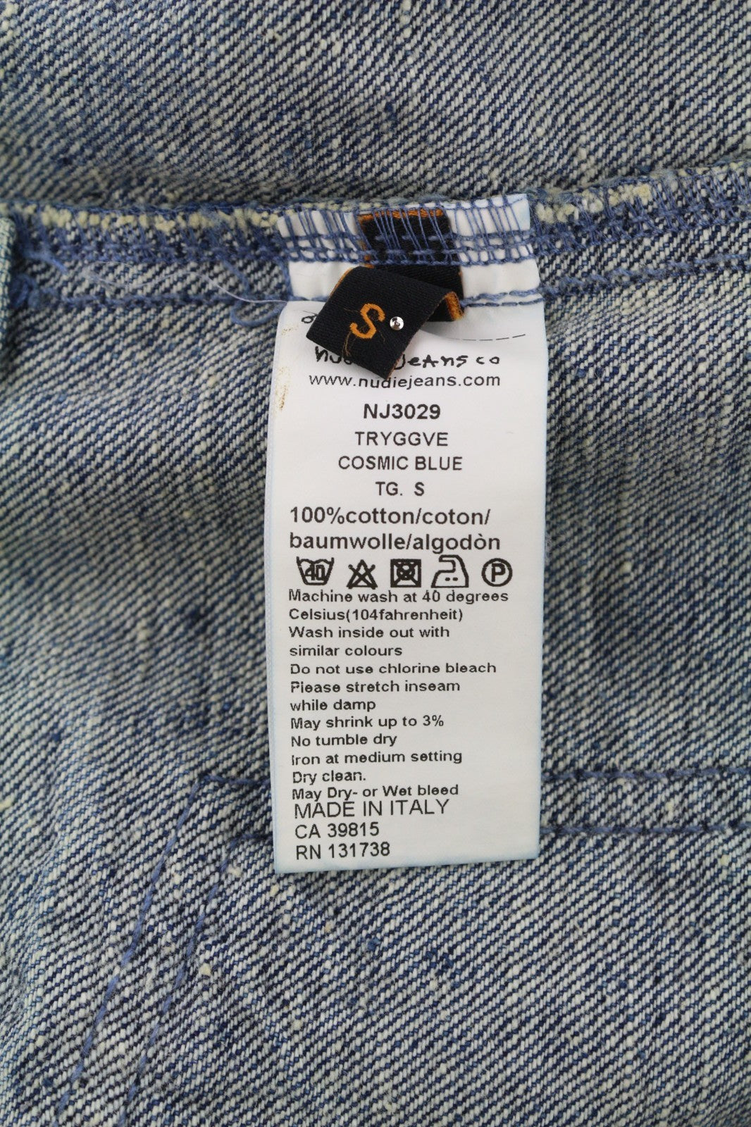 NUDIE JEANS Tryggve Men's Jacket S Cosmic Blue Washed Denim Polo Logo