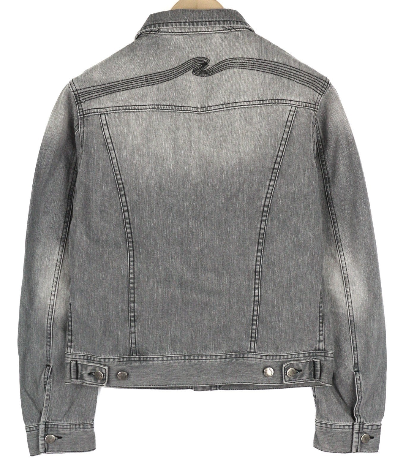 NUDIE JEANS Conny Men's Jacket XS Sunbleached Black Washed Grey Polo Buttoned