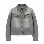 NUDIE JEANS Conny Men's Jacket S Sunbleached Black Washed Grey Polo Buttoned