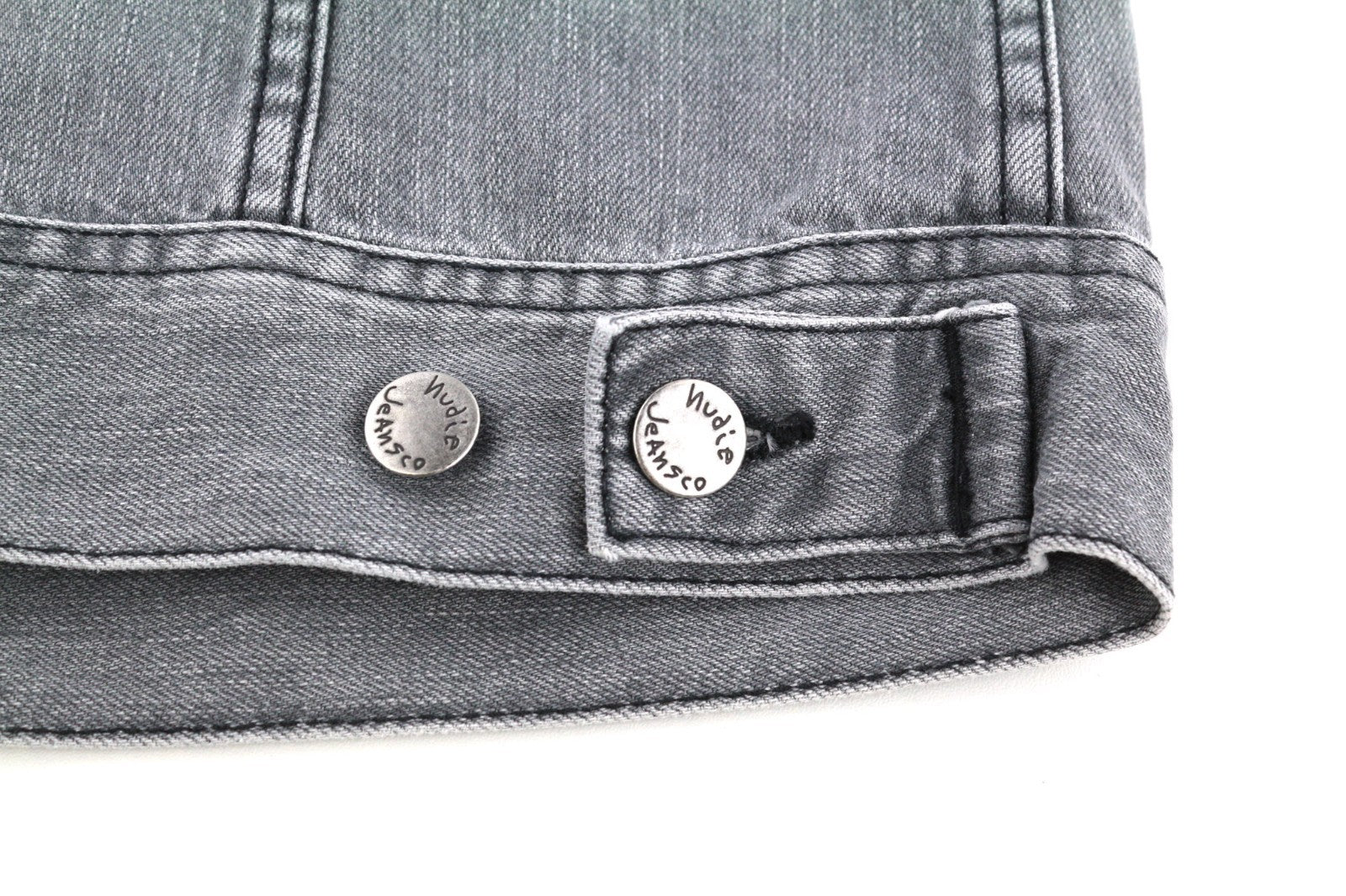 NUDIE JEANS Conny Men's Jacket S Sunbleached Black Washed Grey Polo Buttoned