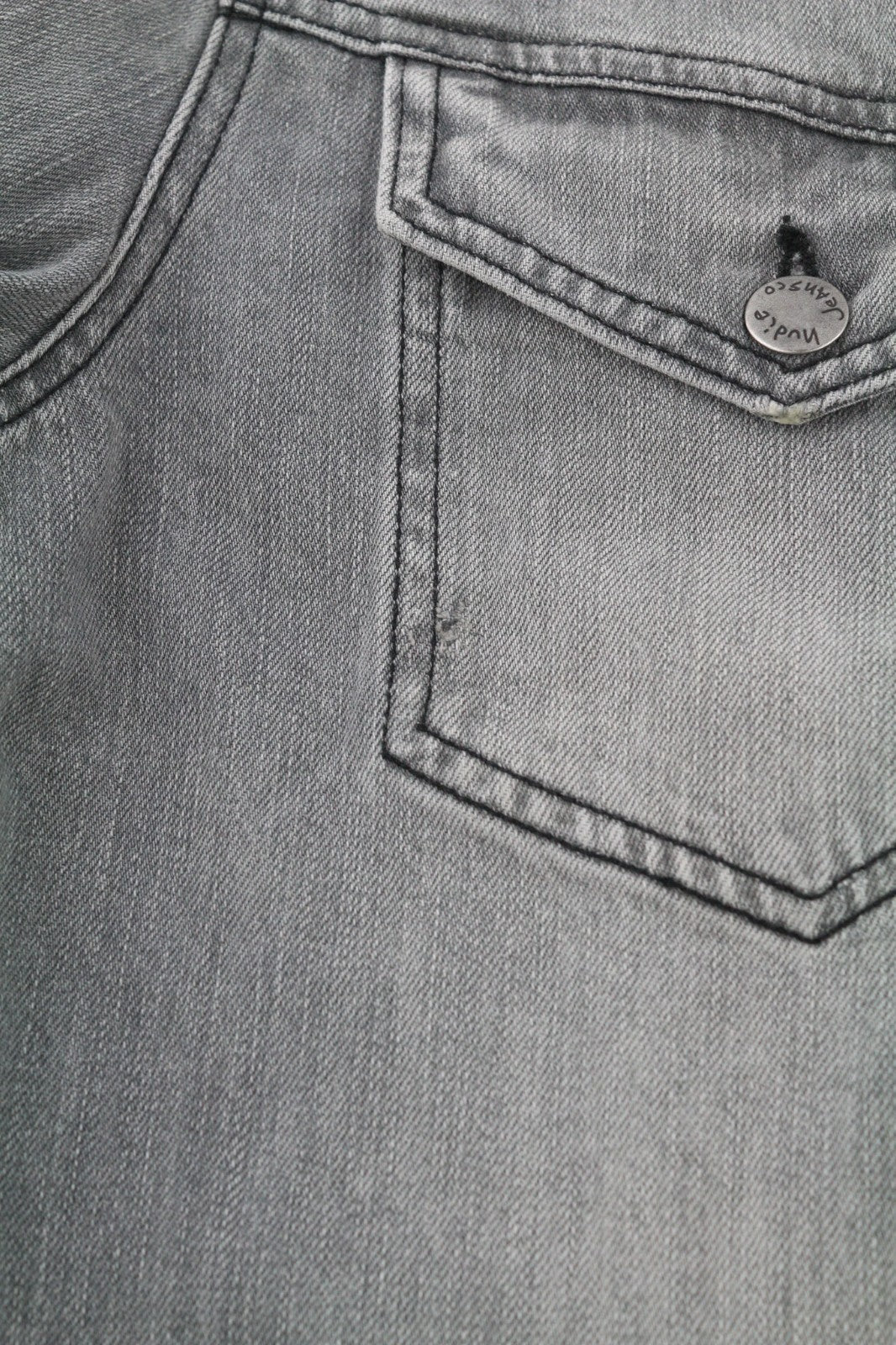 NUDIE JEANS Conny Men's Jacket S Sunbleached Black Grey Washed Polo Buttoned