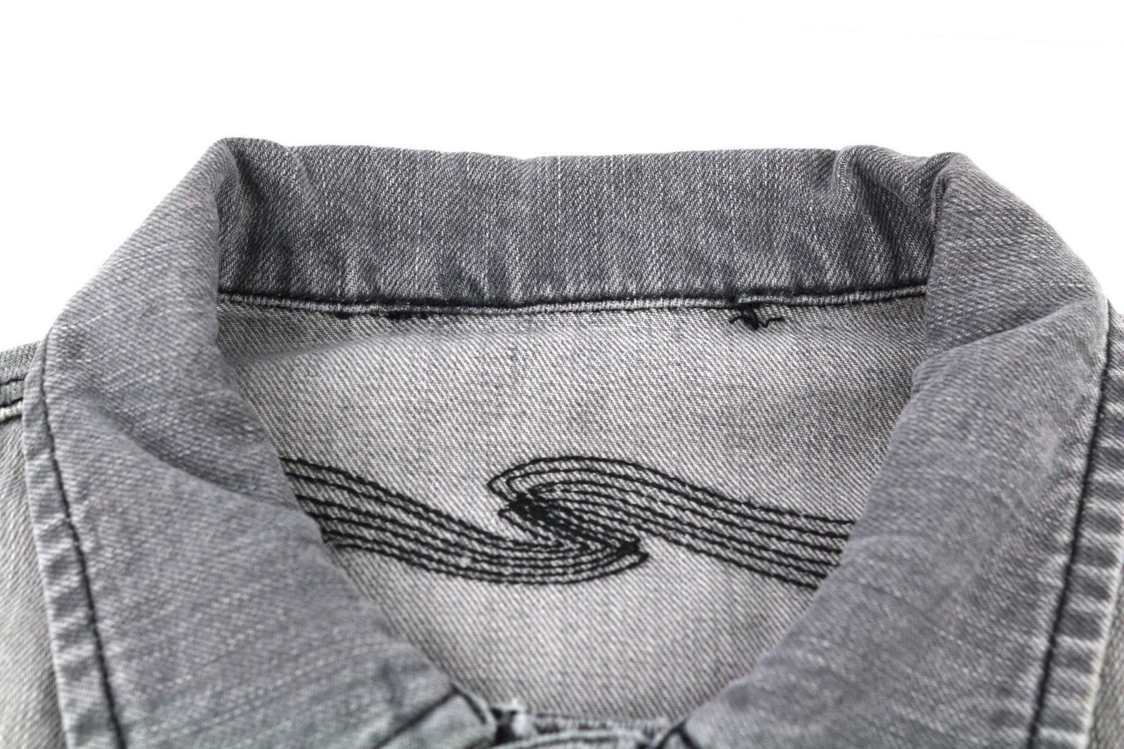 NUDIE JEANS Conny Men's Jacket S Sunbleached Black Grey Washed Polo Buttoned