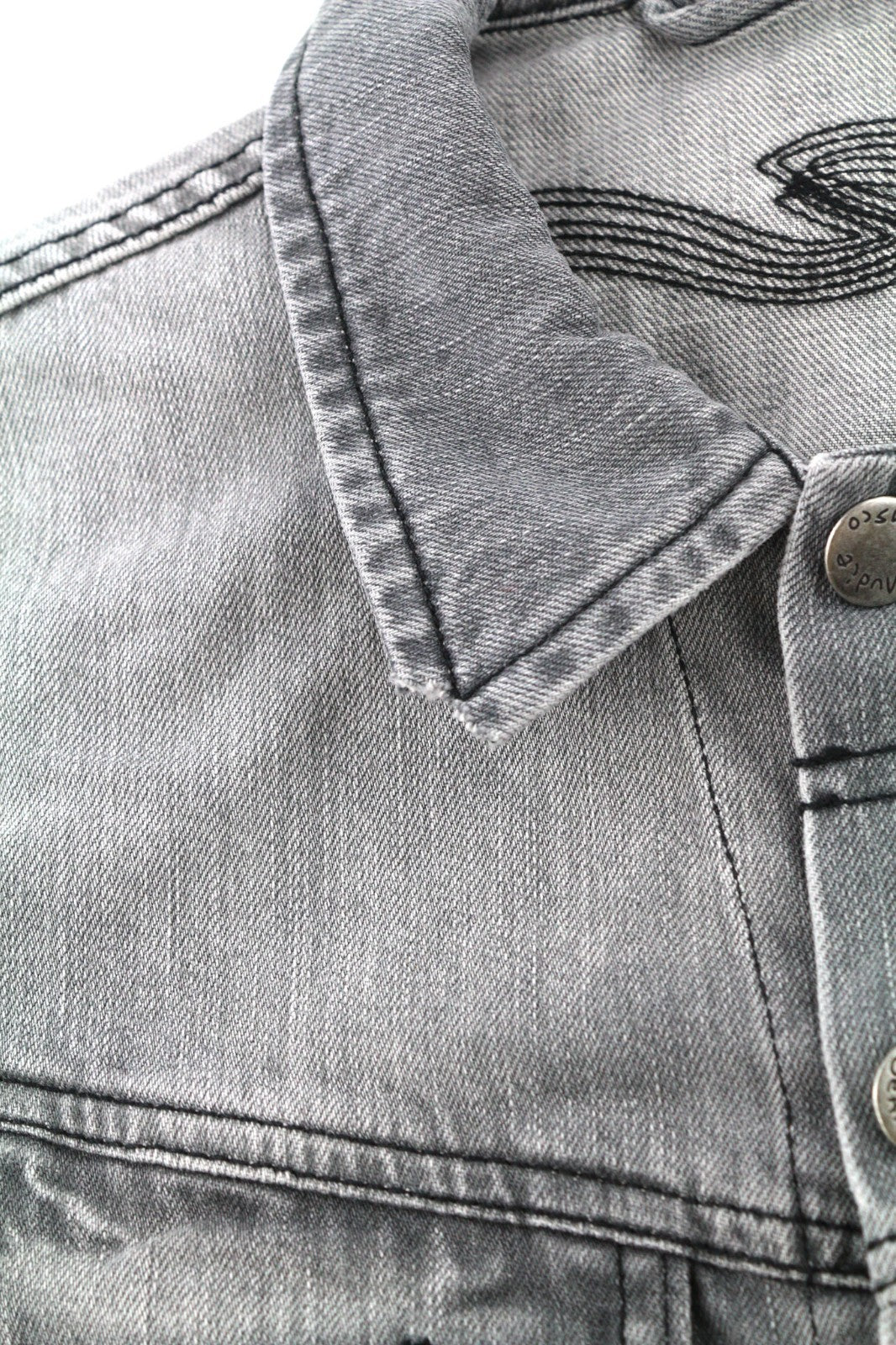 NUDIE JEANS Conny Men's Jacket S Sunbleached Black Button Faded Grey Denim