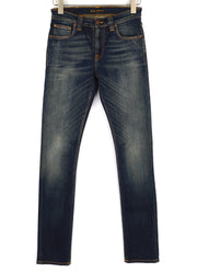 NUDIE JEANS Tube Tom vyriški džinsai W28/L34 Golden Indigo Slim Fit, skalbtos mėlynos spalvos