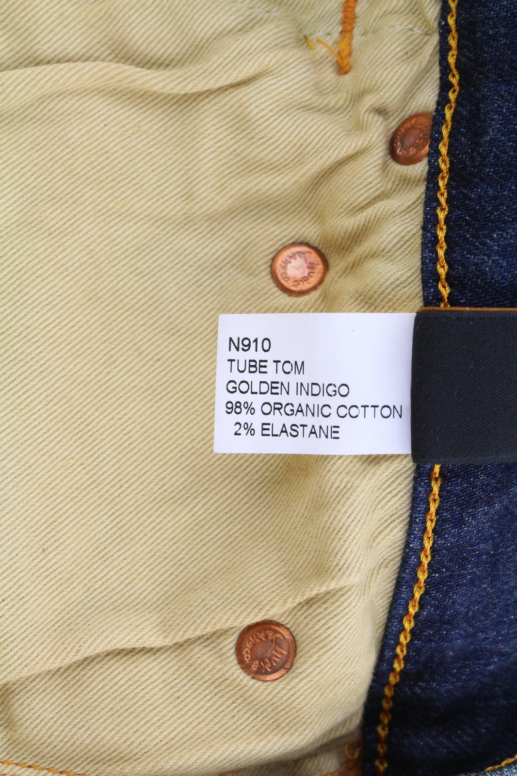 NUDIE JEANS Tube Tom vyriški džinsai W28/L34 Golden Indigo Slim Fit, skalbtos mėlynos spalvos
