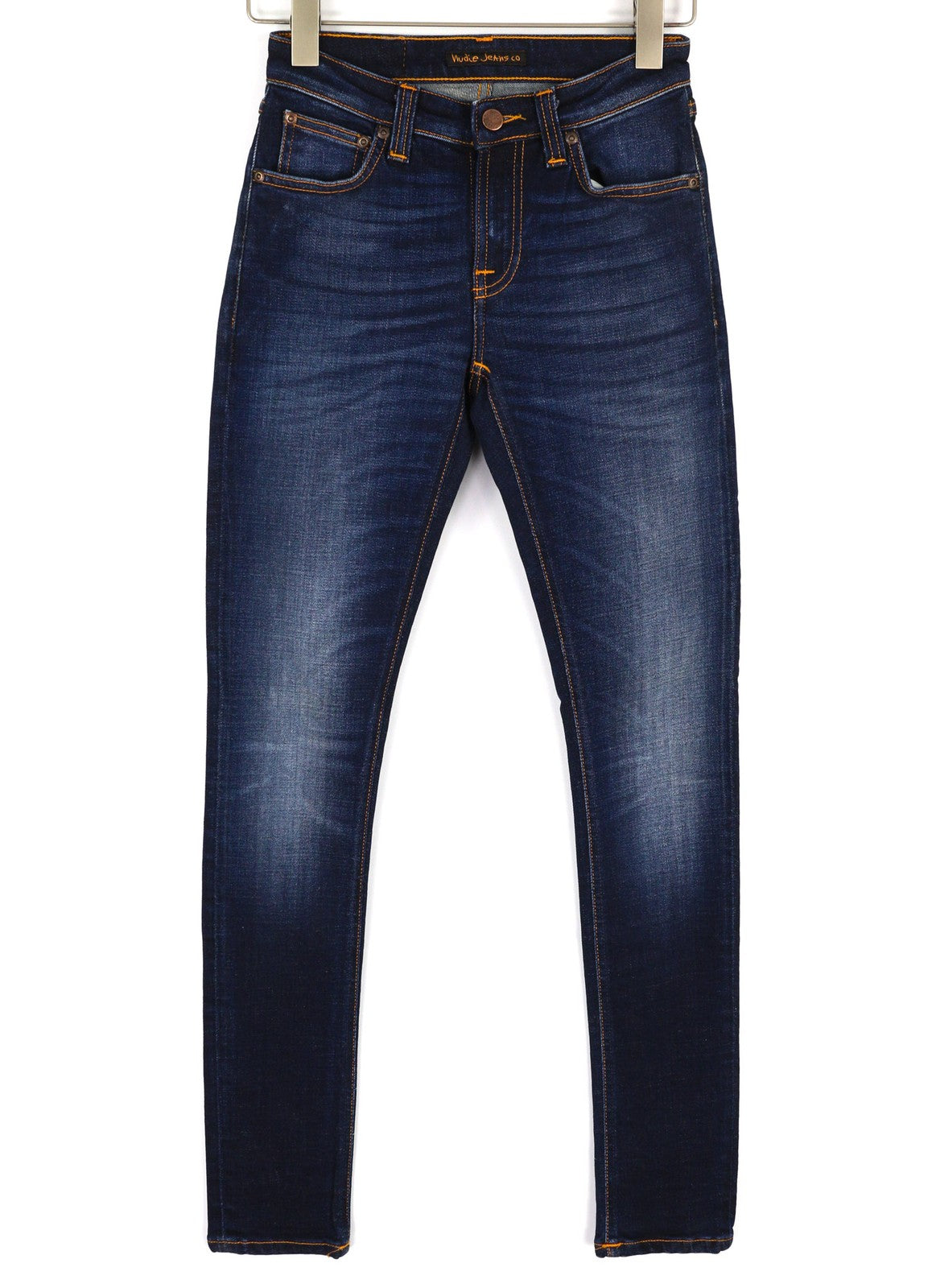 NUDIE JEANS Skinny Lin Women's Jeans W26/L32 Deep Worn Dark Zip Washed Denim