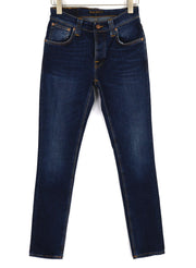 NUDIE JEANS Grim Tim vyriški džinsai W29/L32 Crosshatch Worn In Organic Washed Logo 