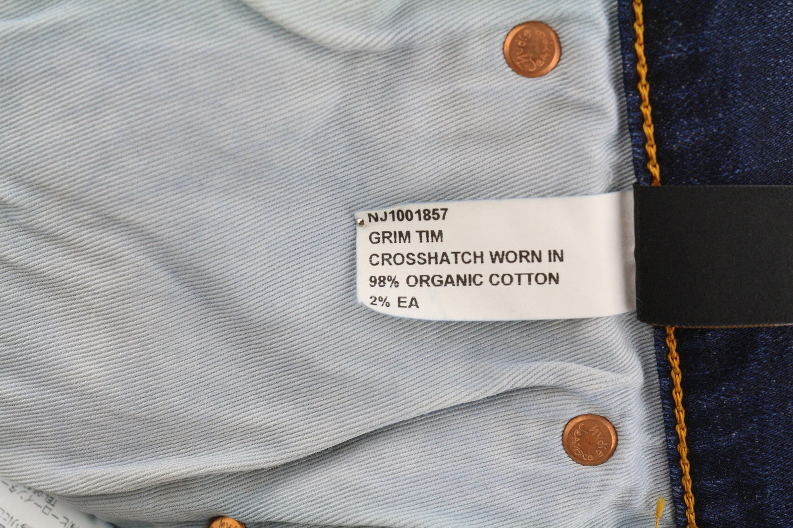 NUDIE JEANS Grim Tim vyriški džinsai W29/L32 Crosshatch Worn In Organic Washed Logo 