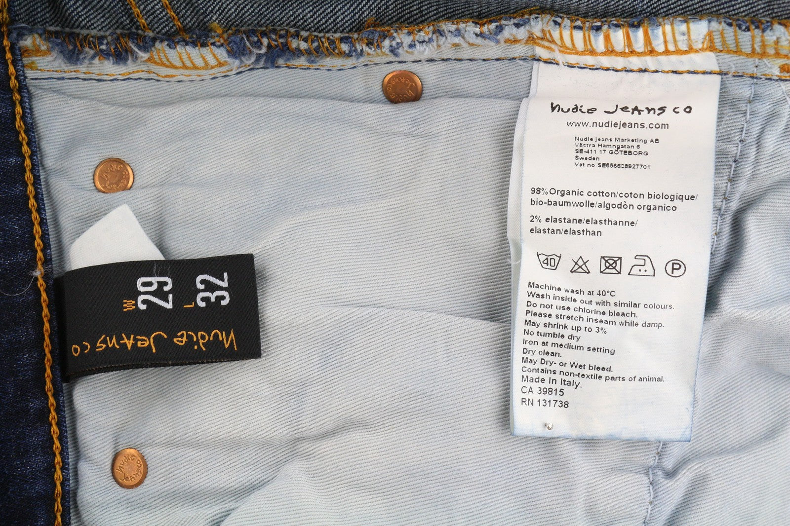 NUDIE JEANS Grim Tim vyriški džinsai W29/L32 Crosshatch, dėvėti organiniame skalbinyje 