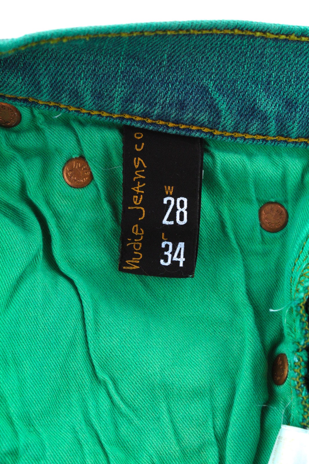 NUDIE JEANS Vyriški „High Kai“ džinsai W28/L34 Organic Icon Green Slim Fit Denim 