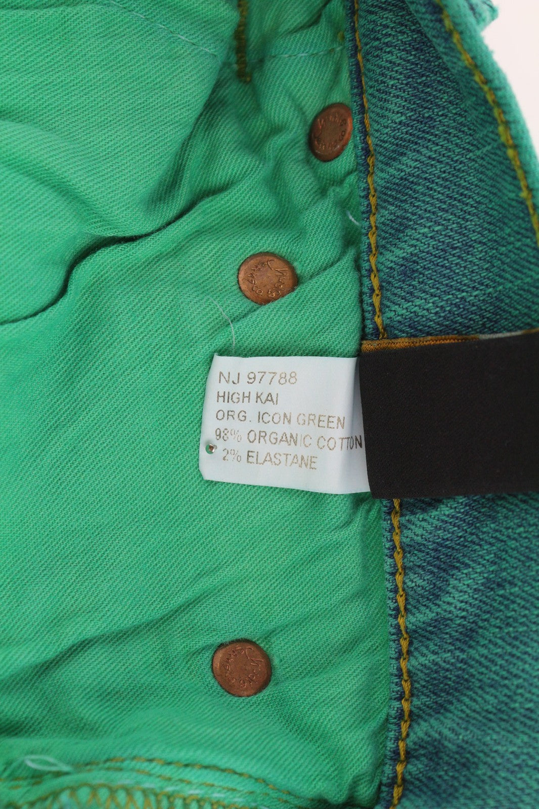 NUDIE JEANS Vyriški „High Kai“ džinsai W28/L34 Organic Icon Green Slim Fit Denim 