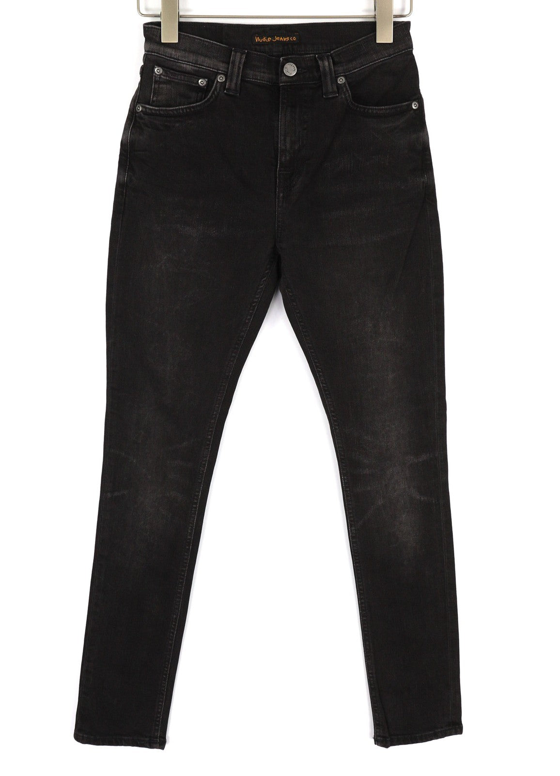 NUDIE JEANS Pipe Led Women's Jeans W27/L30 Used Black Organic Slim Fit Denim