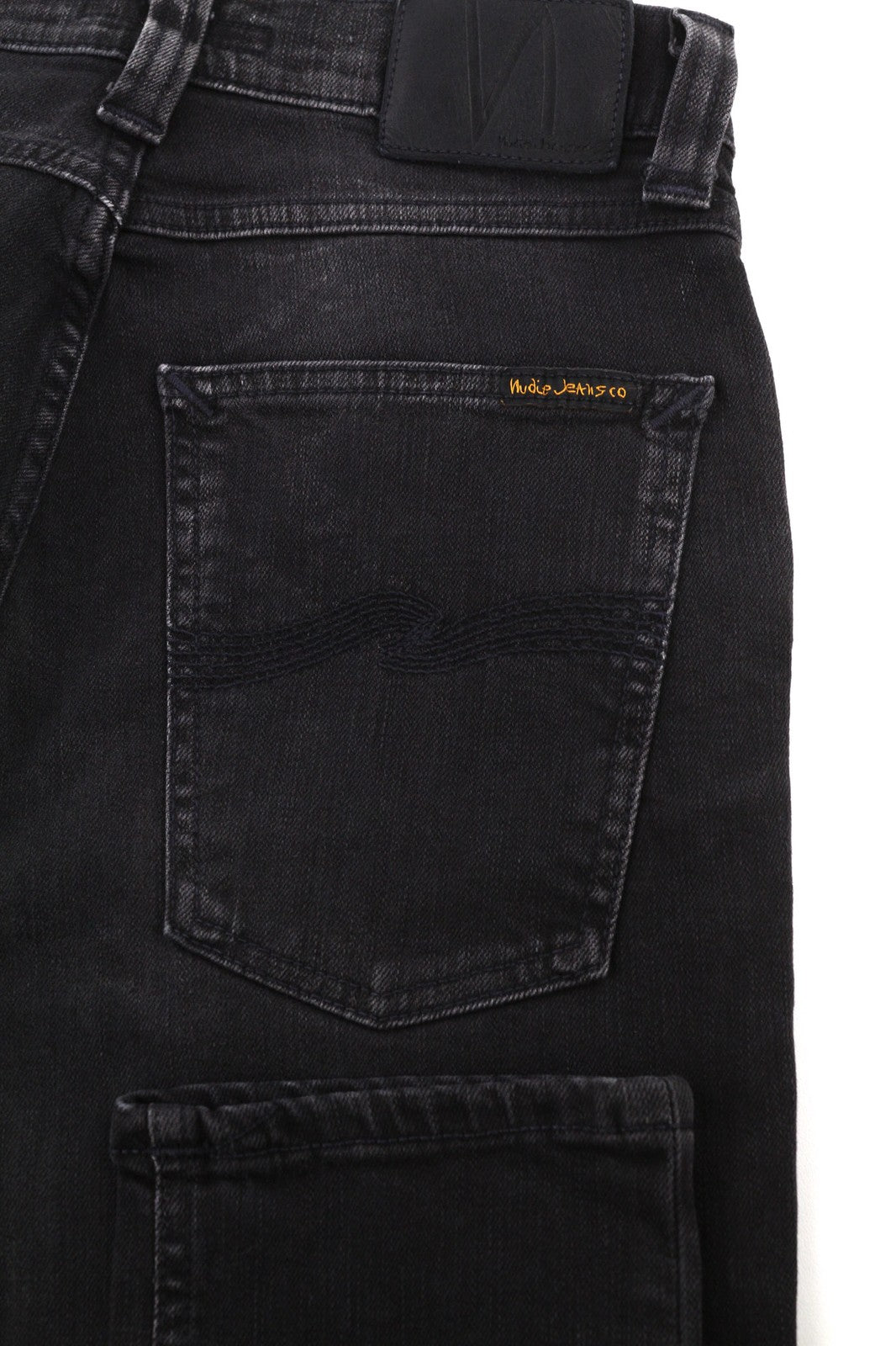 NUDIE JEANS Pipe Led Women's Jeans W27/L30 Used Black Organic Slim Fit Denim