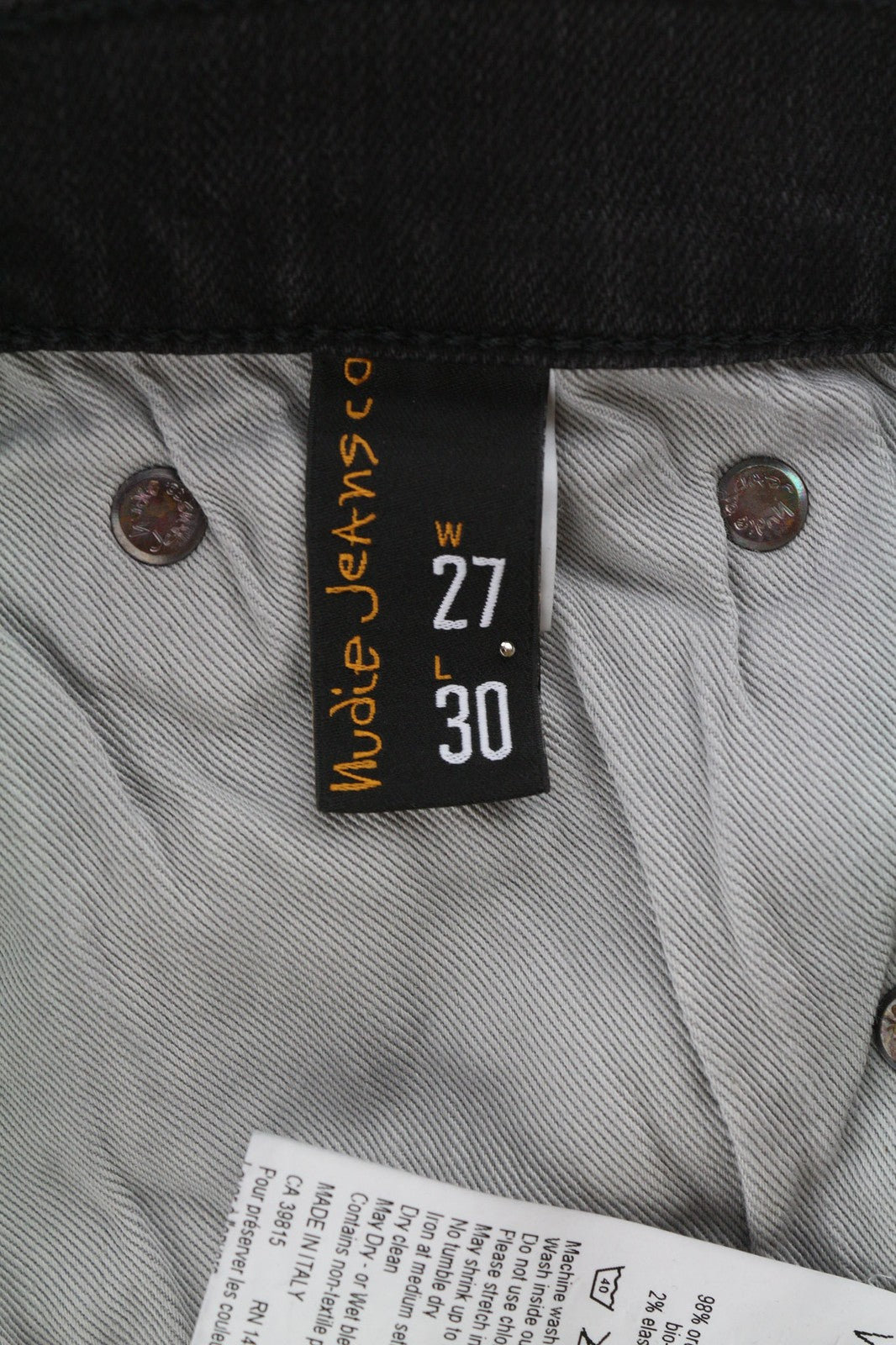 NUDIE JEANS Pipe Led Women's Jeans W27/L30 Used Black Organic Slim Fit Denim