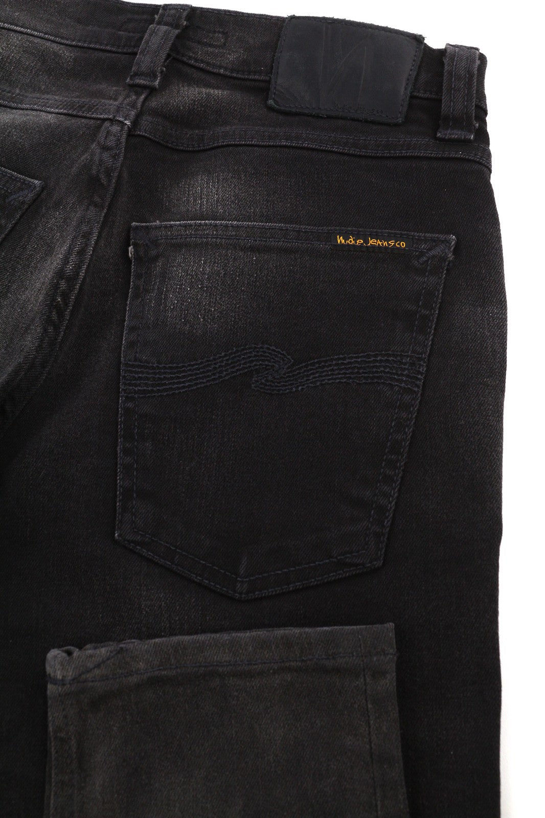 NUDIE JEANS Pipe Led vyriški džinsai W28/L32 pilki marmuriniai, ekologiški, ploni, su logotipu 