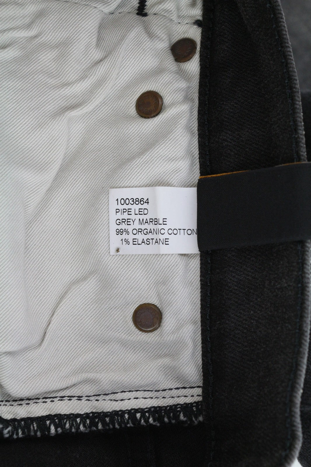 NUDIE JEANS Pipe Led vyriški džinsai W29/L32 pilki marmuriniai, ekologiški, ploni, su logotipu 