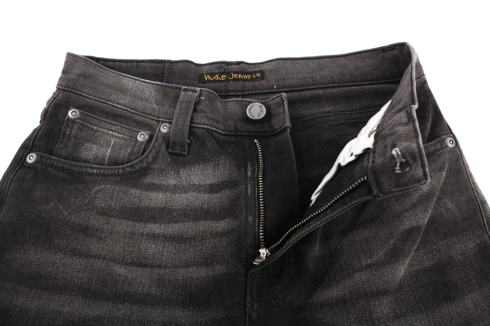 NUDIE JEANS Pipe Led vyriški džinsai W28/L32 pilki marmuro spalvos, ekologiško kirpimo, išblukę 