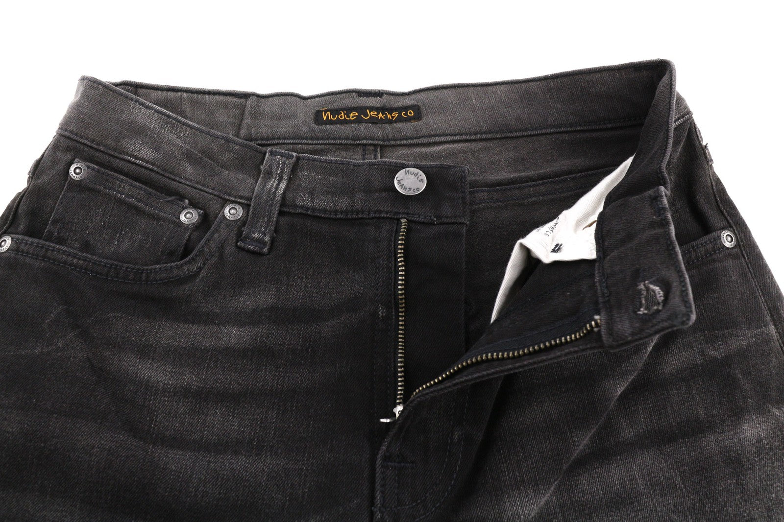 NUDIE JEANS Pipe Led vyriški džinsai W30/L30 pilki marmuro spalvos, ekologiško kirpimo, išblukę 