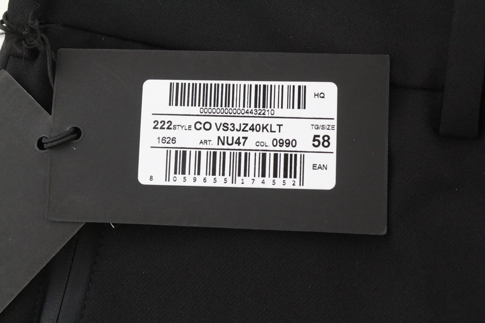 PT TORINO Lamda vyriškos kelnės 58 W38 juodos chino stiliaus, liekno kirpimo, nebaigtu apvadu 