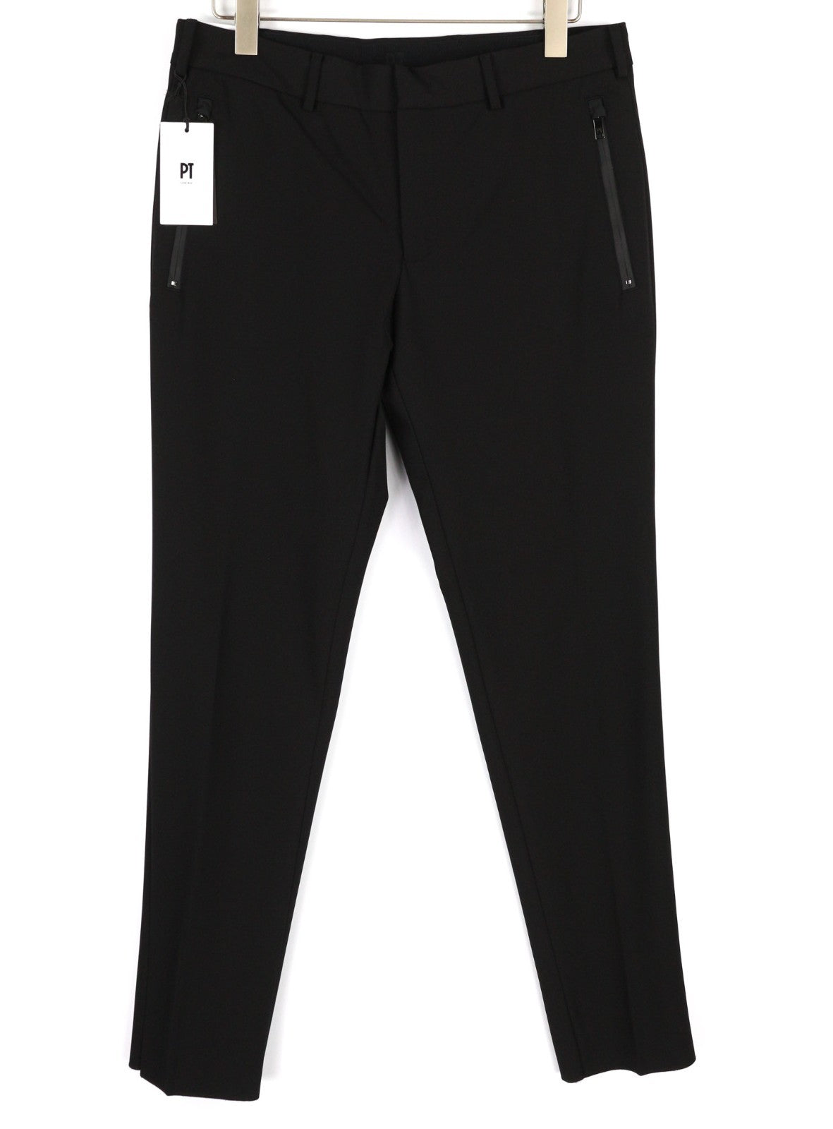 PT TORINO Lamda vyriškos kelnės 46 W29 juodos chino stiliaus, aptemptos, nebaigtu apačiu 