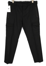 PT TORINO Lamda Men's Trousers 48 W33 Black Fleece Wool Cargo Zipped Pocket