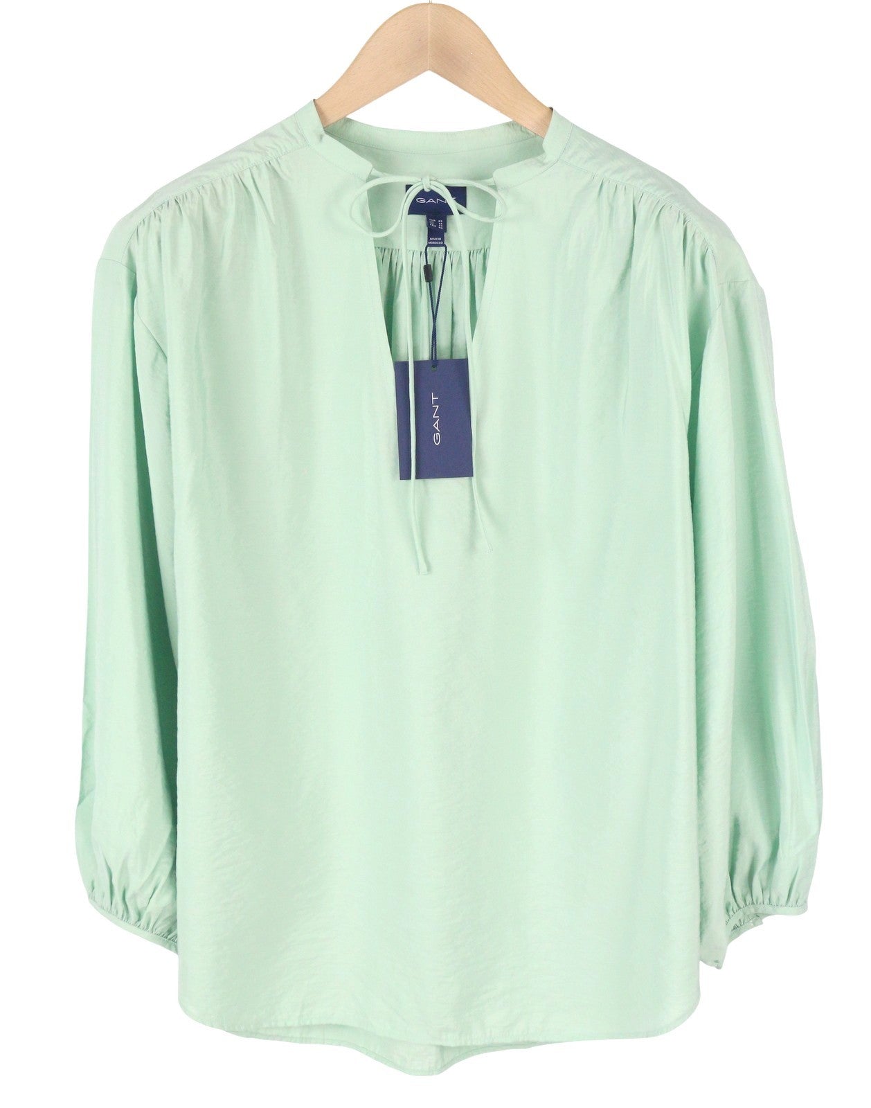 GANT Pop Over Women Blouse EU42 Porcelain Green V-Neck 3/4 Sleeved