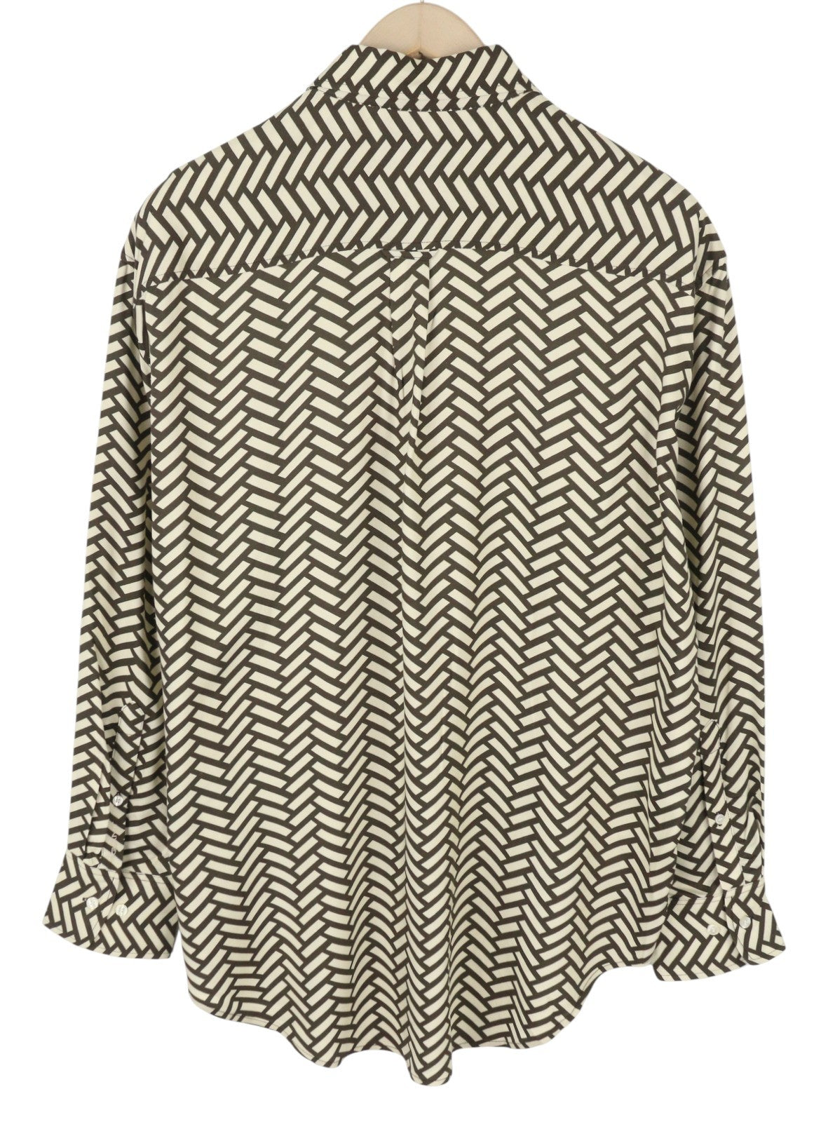 GANT Relaxed Geometric Women Shirt EU38 Rich Brown Oversized Loose Fit RRP150