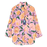 GANT OS Dahlia Print Cot Silk Women Shirt EU44 Crocus Purple Flower Print Thin