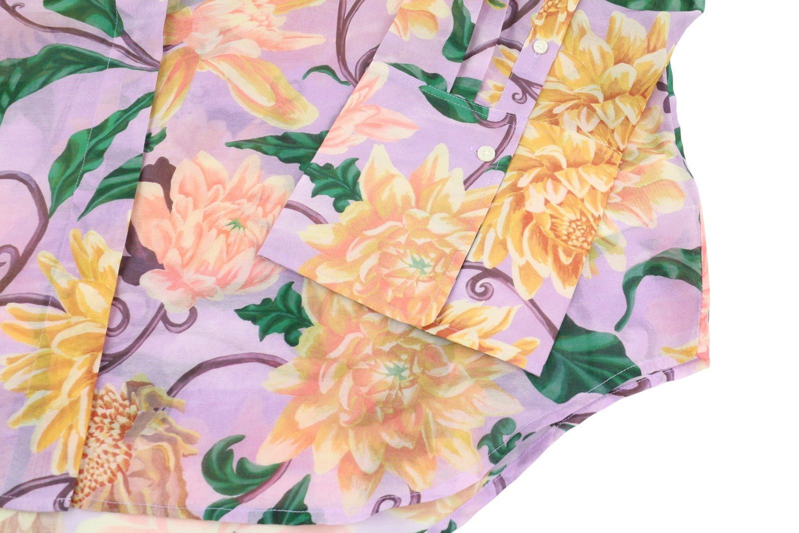 GANT OS Dahlia Print Cot Silk Women Shirt EU44 Crocus Purple Flower Print Thin