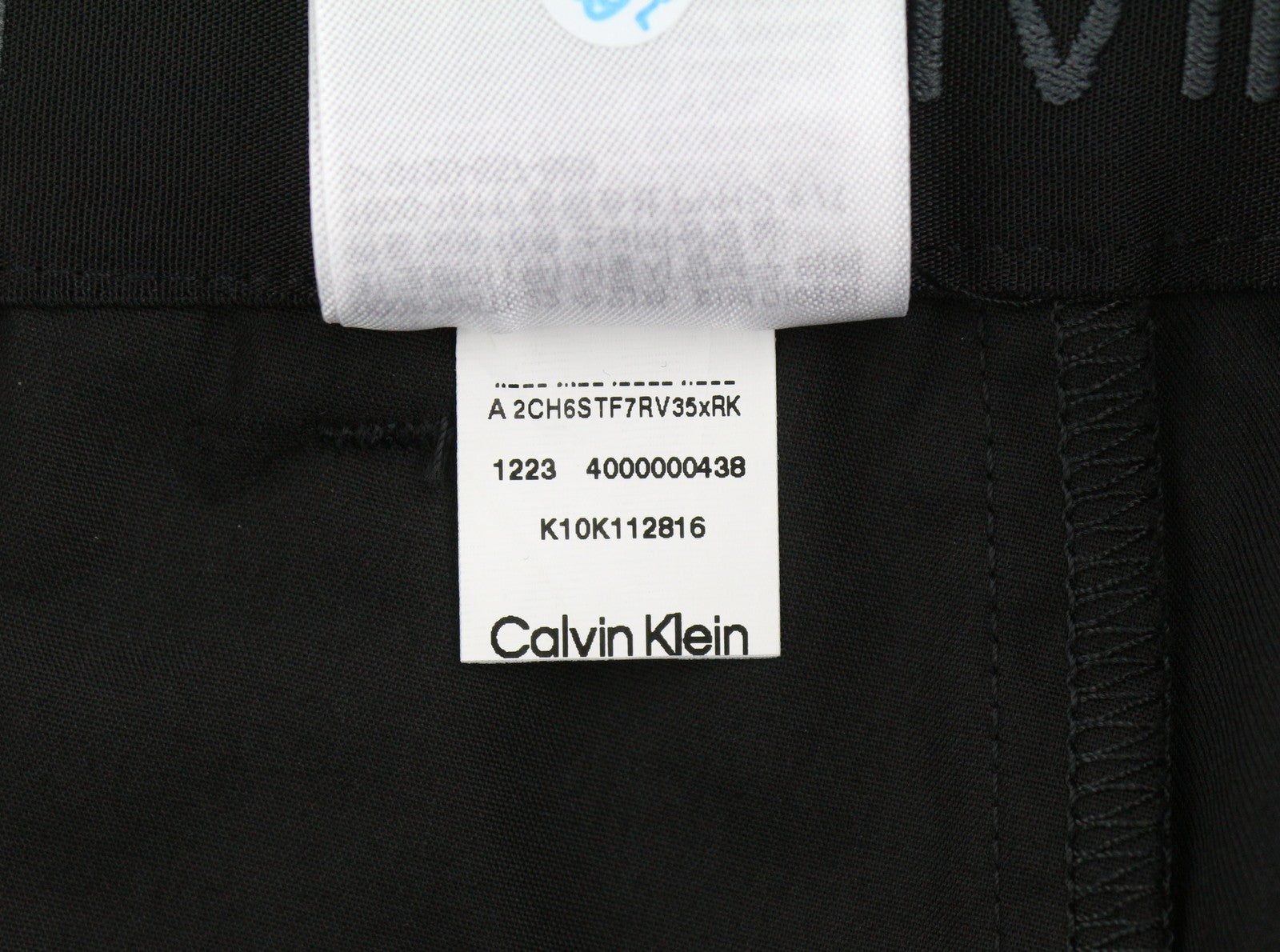 CALVIN KLEIN Tech Cotton Stretch Slim vyriškos kelnės M juodos su užtrauktuku ir logotipu Chino 