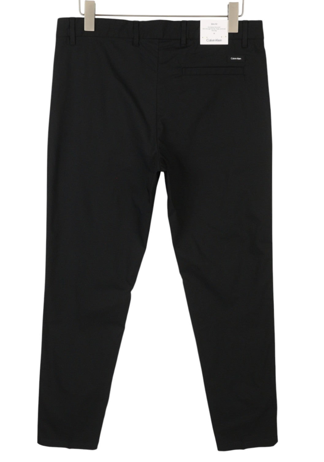 CALVIN KLEIN Tech Cotton Stretch Slim vyriškos kelnės M juodos su užtrauktuku ir logotipu Chino 