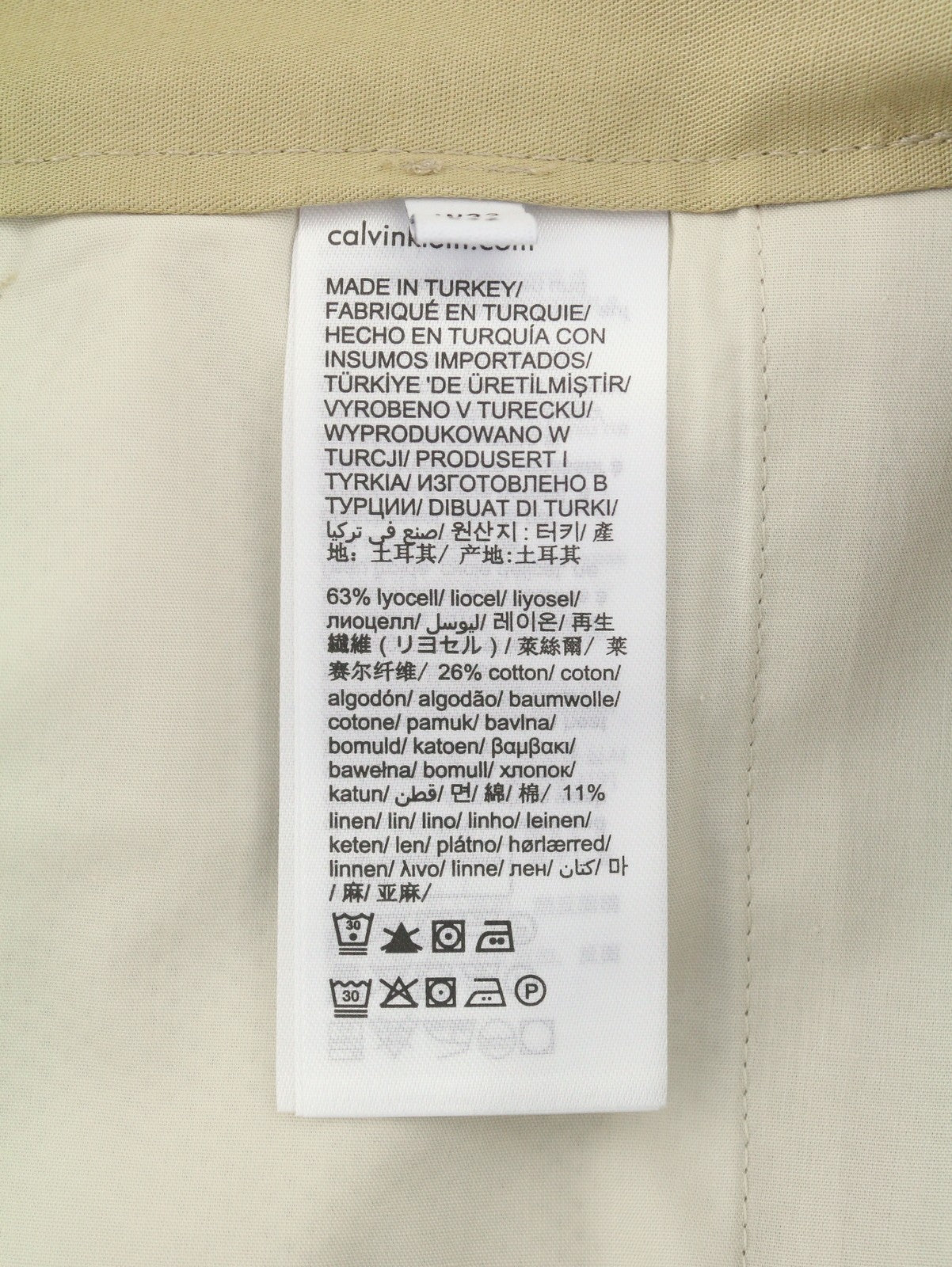 CALVIN KLEIN Piece Dyed Tencel siaurėjančios vyriškos kelnės W32/L32 trumpos laisvalaikio stiliaus 