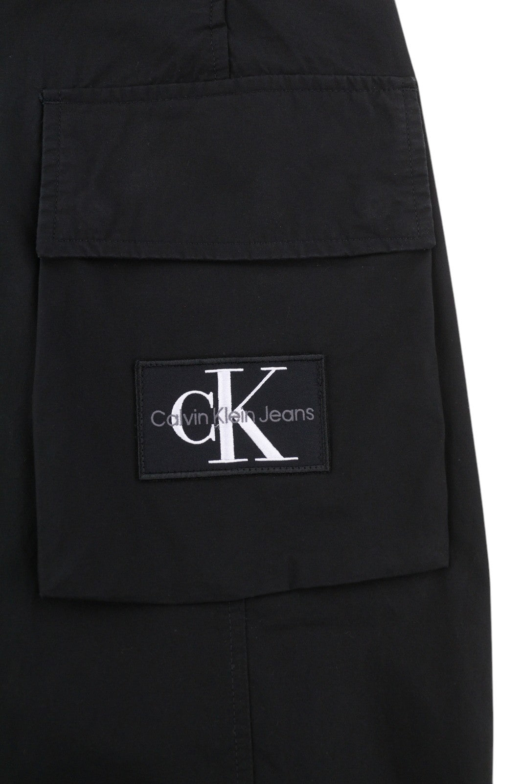 CALVIN KLEIN Utility Cotton Pop Men Trousers S Black Elastic Waist Logo Cargo