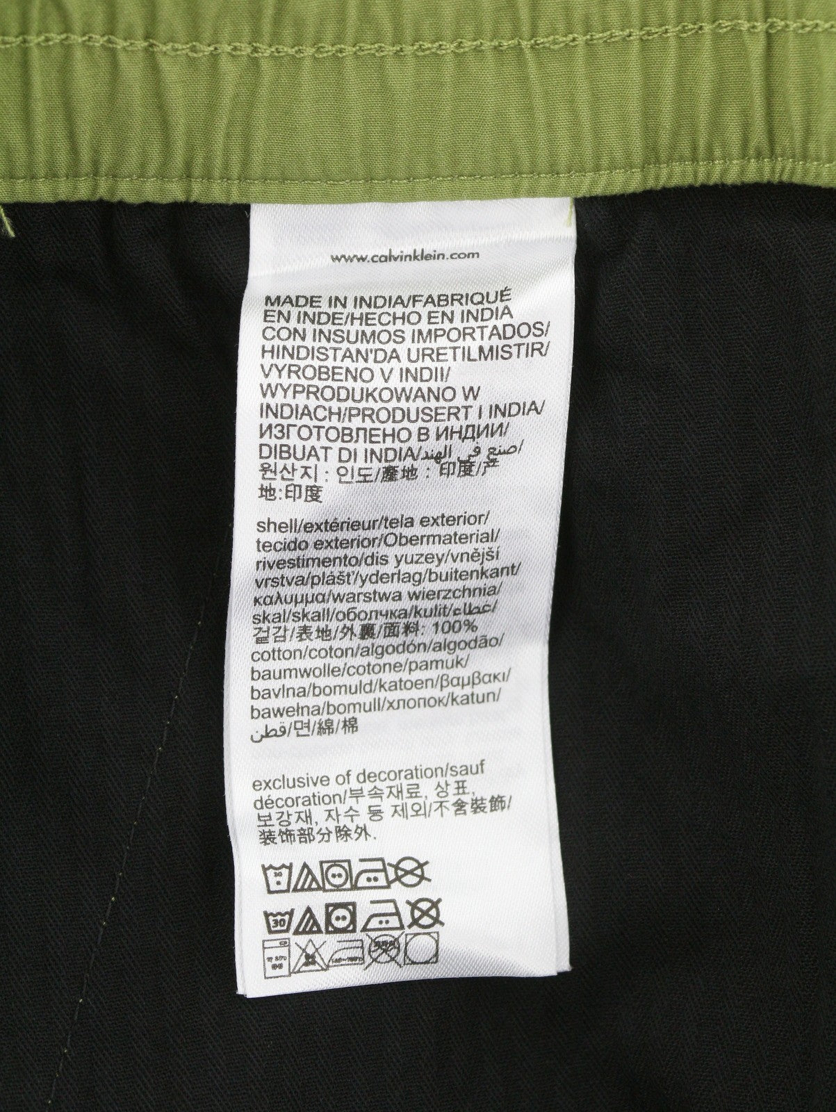 CALVIN KLEIN Utility Cotton Pop vyriškos kelnės S žalios su elastingu juosmeniu ir logotipu 
