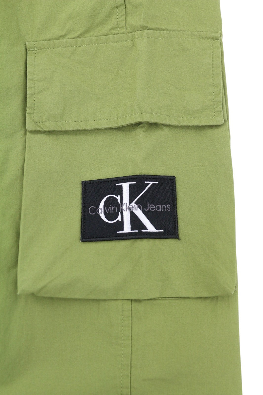 CALVIN KLEIN Utility Cotton Pop vyriškos kelnės S žalios su elastingu juosmeniu ir logotipu 