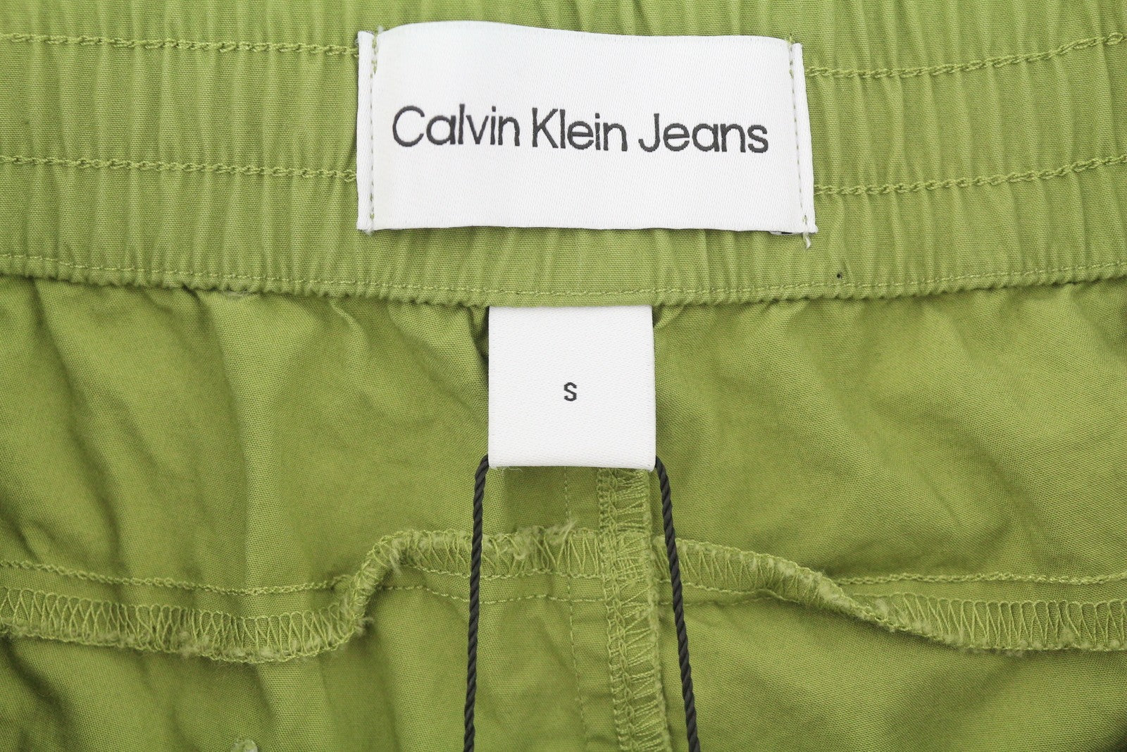 CALVIN KLEIN Utility Cotton Pop vyriškos kelnės S žalios su elastingu juosmeniu ir logotipu 