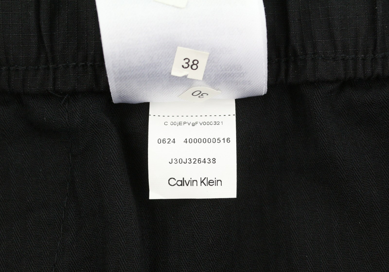 CALVIN KLEIN Men Trousers W32 Black Cargo Elastic Waist Check Patch Pockets