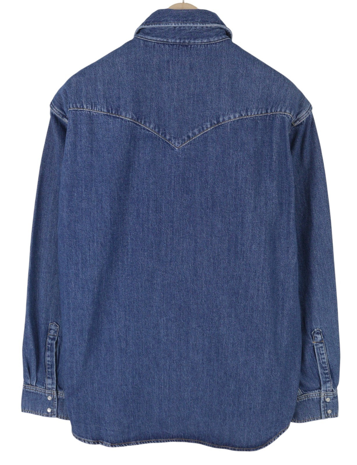 GANT Rel Denim Western Town Men Shirt M Mid Blue Snap Buttons Relaxed RRP199