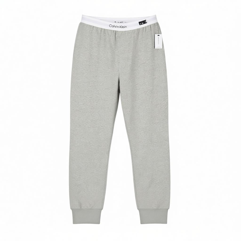CALVIN KLEIN Sleepwear Jogger vyriškos kelnės M pilkos melanžo su elastingu juosmeniu trikotažiniu 